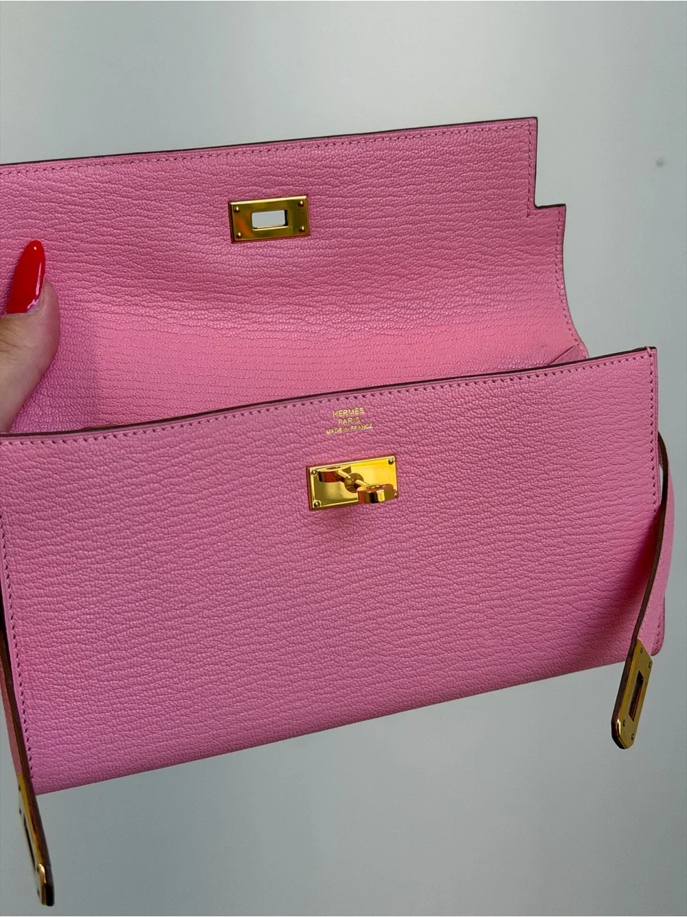 Hermes Pink Kelly Wallet with Gold Hardware 2014